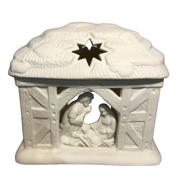 Partylite Tealight Holder Nativity Scene O Holy Night Porcelain Candle Holder W - Picture 1 of 13
